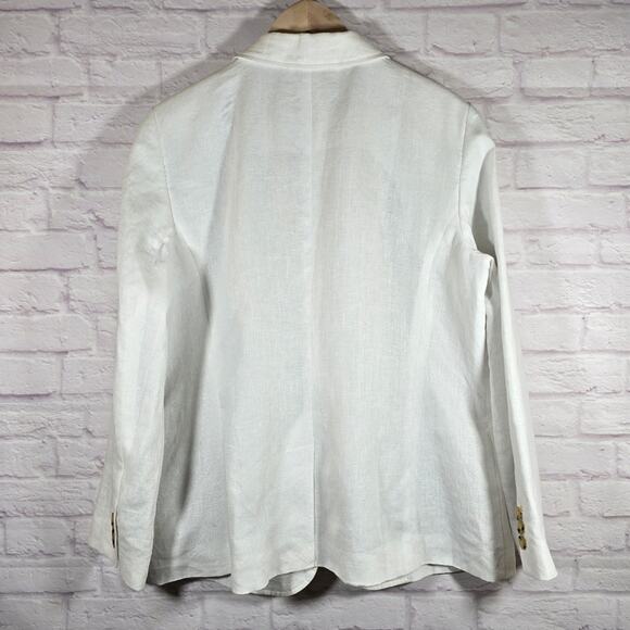 E Talbots White Classic Linen Blazer Women Plus Size 16 NWT Summer Office Casual - Picture 6 of 12
